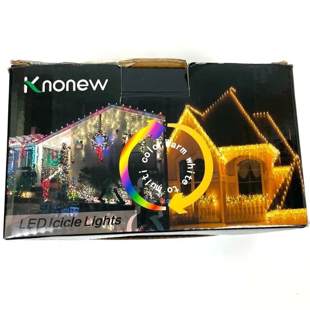 KNONEW Color Changing Icicle Lights, 8 Modes Curtain Fairy Light NEW